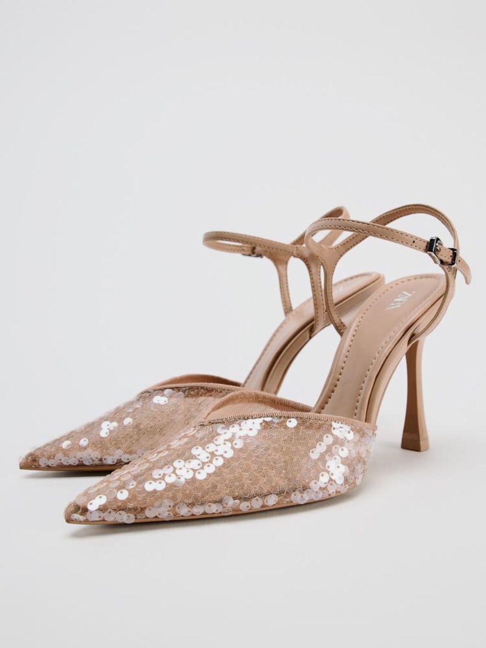 Zara Blush Sequin Pointed
Slingback Heels